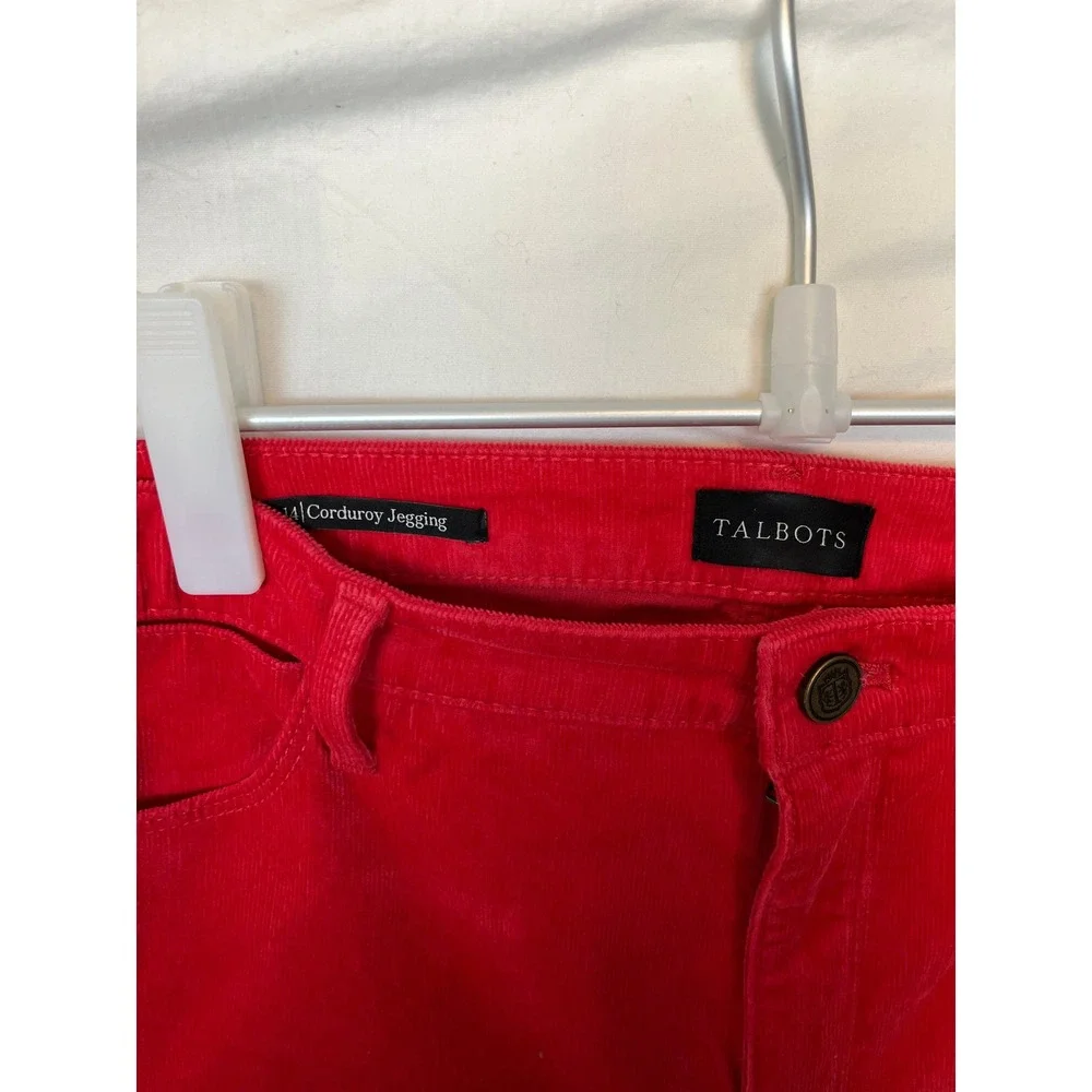 Talbots NWT Red‎ Corduroy Jeggings 14 High Waist Pop of Red Preppy Officecore